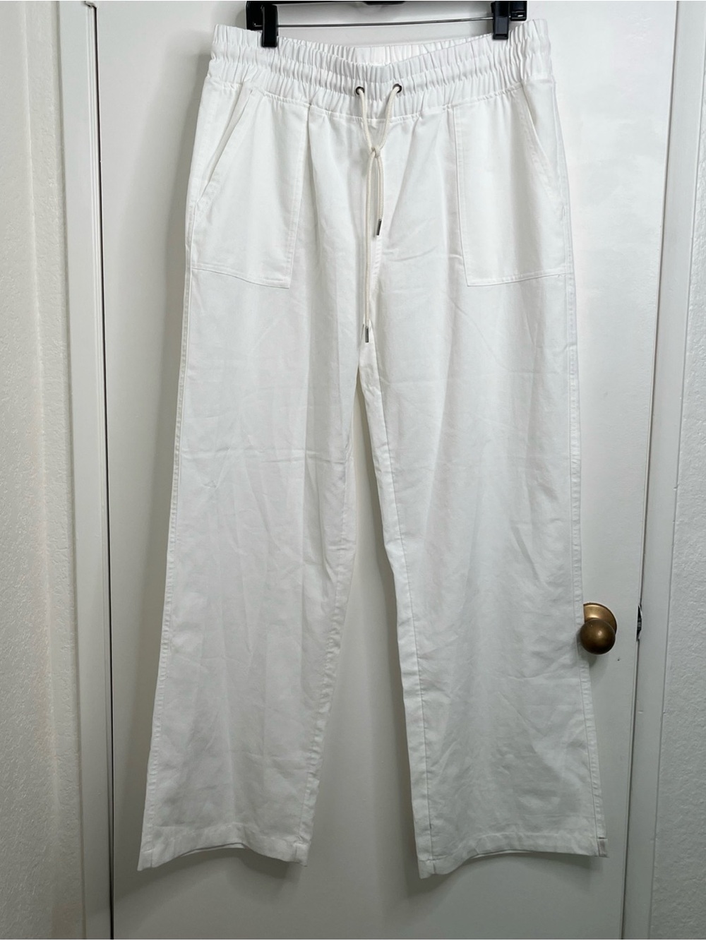 Willit Women Linen Blend Baggy Wide Leg Drawstring Pants XL High Rise Coastal